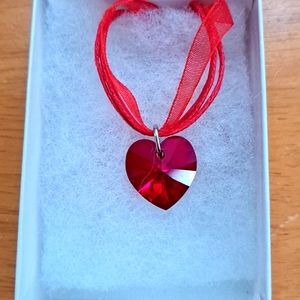 Ruby Mountain Crystal Heart Necklace